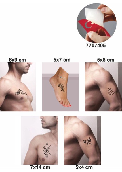 Savaş Aletleri Desenleri Hint Kınası ile Geçici Dövme Yapma Seti