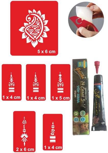 El Parmak Çiçek Hint Kınası ile Geçici Dövme Yapma Seti