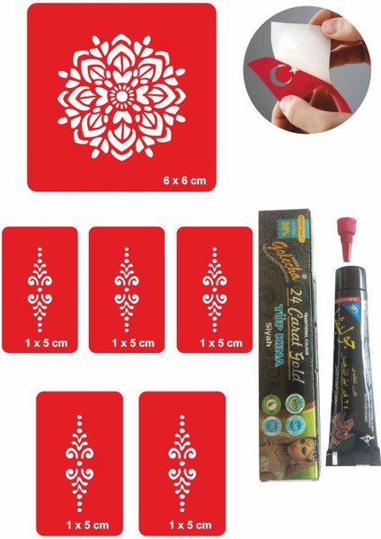 El Süsleme Mandala Hint Kınası ile Geçici Dövme Yapma Seti