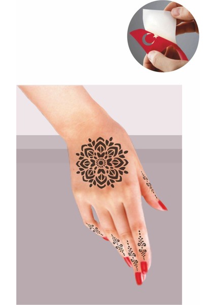 El Süsleme Mandala Hint Kınası ile Geçici Dövme Yapma Seti