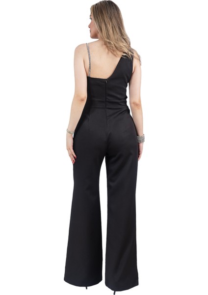 Taş Askılı Yırtmaçlı Tulum Siyah-Pedra Serisi modelleri