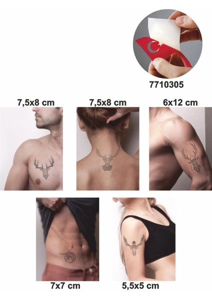 Geyik Desenleri Hint Kınası ile Geçici Dövme Yapma Seti