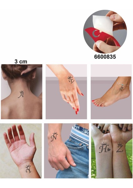 Taçlı Harfler Hint Kınası ile Geçici Dövme Yapma Seti