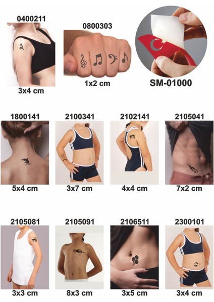 Çocuksu Tasarımlar Geçici Dövme Şablonları 10 Adet Kampanya Ürünü