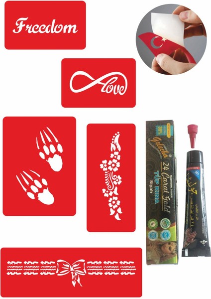 Sonsuz Pençe Desenleri Hint Kınası ile Geçici Dövme Yapma Seti