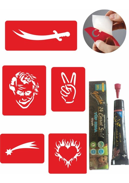 Kılıç Joker Desenleri Hint Kınası ile Geçici Dövme Yapma Seti