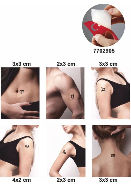 Burçlar-1 5 Adet Geçici Dövme Kına Şablonu