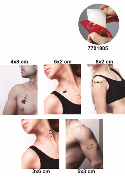 Kalp Kalbe 5 Adet Geçici Dövme Kına Şablonu