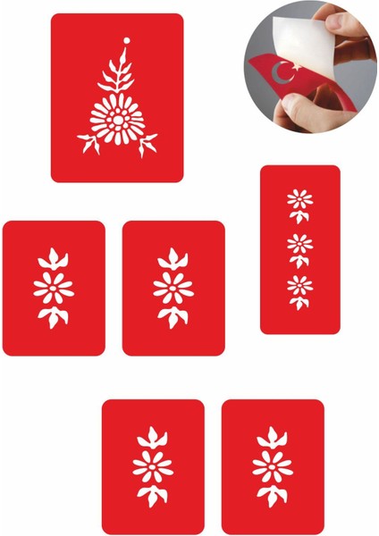 Papatya Bahçesi 5 Adet Geçici Dövme Kına Şablonu