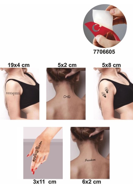 Aşk Özgürlüktür 5 Adet Geçici Dövme Kına Şablonu