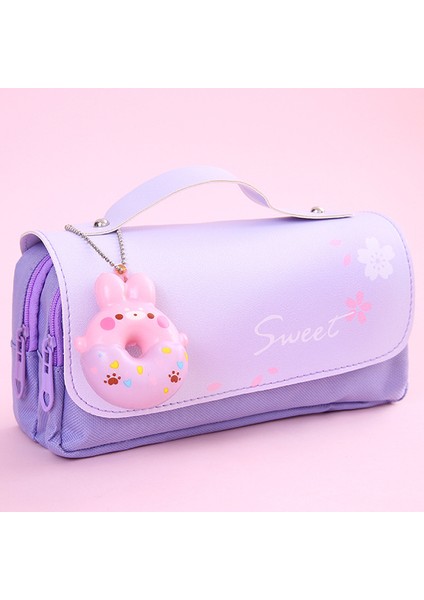 Sevimli Donut Unzip Kırtasiye Kalem Kılıfı Kawaii Kit Okul Malzemeleri Kutu Kawaii Kutu Estetik Kız Çantası (Yurt Dışından)