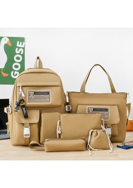 4 Parçalı Erkek Seti Basit Büyük Kapasiteli Seyahat Sırt Çantası Sıradan Mori Kadın Ortaokul Lise Öğrencisi Lise Kolej Öğrenci Okul Çantası (Yurt Dışından)