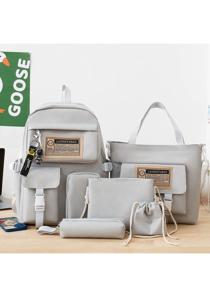 4 Parçalı Erkek Seti Basit Büyük Kapasiteli Seyahat Sırt Çantası Sıradan Mori Kadın Ortaokul Lise Öğrencisi Lise Kolej Öğrenci Okul Çantası (Yurt Dışından)