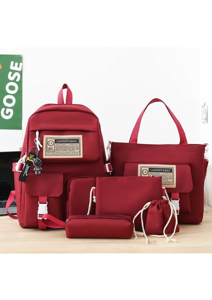 4 Parçalı Erkek Seti Basit Büyük Kapasiteli Seyahat Sırt Çantası Sıradan Mori Kadın Ortaokul Lise Öğrencisi Lise Kolej Öğrenci Okul Çantası (Yurt Dışından)