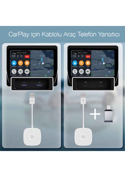 Araç Içi Görüntü Sistemleriusb+ Lightning Apple iPhone Carplay Mirror Ekran Yansıtıcı Adaptör Çevirici