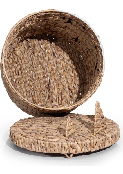 Koza Home Meander El Örgü Rattan Dekoratif Çok Amaçlı Prenses Sepet 25X27CM 8821