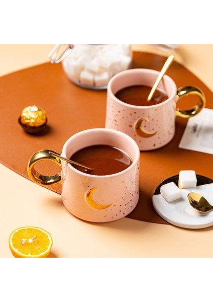 Kupa Ins Stil 300 ml Altın Handgrip Kahve Süt Yaratıcı Ev Ofis Yıldızlı Gökyüzü Seramik Kupası Çift Nefis Hediye | Kupalar (Pembe) (Yurt Dışından) modelleri