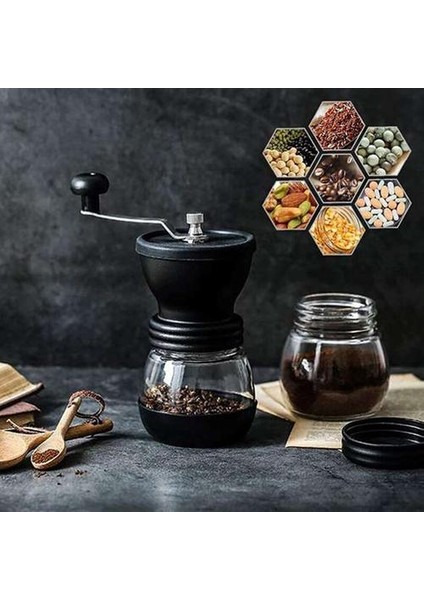 Manuel Çapak Kahve Çekirdek Değirmeni ile Müstahkem Cam Depolama Kavanoz Dayanıklı Cafe Bean Mill Kahve Makinesi Mutfak Aletleri Abux | Manuel Kahve Öğütücüleri (Yurt Dışından)