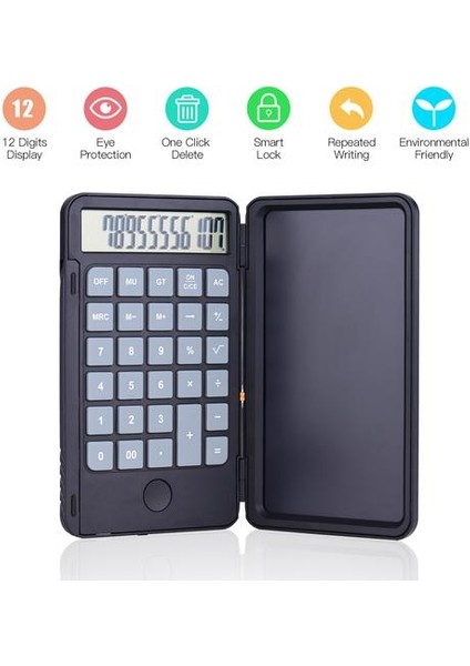 Taşınabilir Hesap Makinesi ve Amp;lcd Yazma Tablet Dijital Çizim Pedi 12 Basamaklı Ekran Stylus Kalem Silme Düğmesi Kilit Fonksiyonu | Hesap Makineleri (Yurt Dışından)