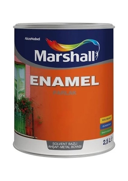 Enamel Solvent Bazlı Ahşap-Metal Boyası Parlak Boncuk Mavi 2,50 LT