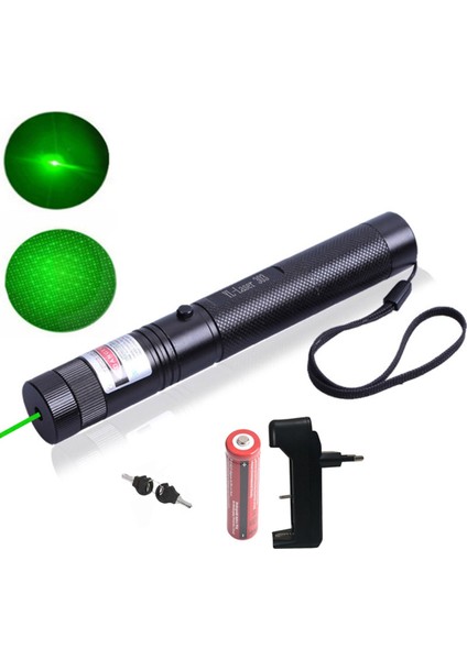 Yeşil Lazer Şarjlı 5000MW 532NM 8km Menzil Kilitli Anahtarlı 4800MAH Şarjlı Pil Green Laser Pointer modelleri