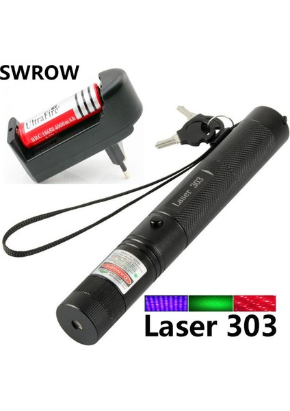 Yeşil Lazer Şarjlı 5000MW 532NM 8km Menzil Kilitli Anahtarlı 4800MAH Şarjlı Pil Green Laser Pointer fırsatları