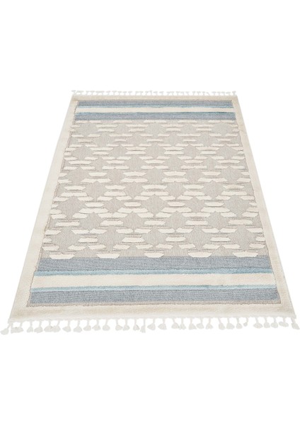 Nordic 495 Rope Mavi - Kum Sarısı Renkte Toz ve Hav Çıkartmayan Salon ve Oda Halısı