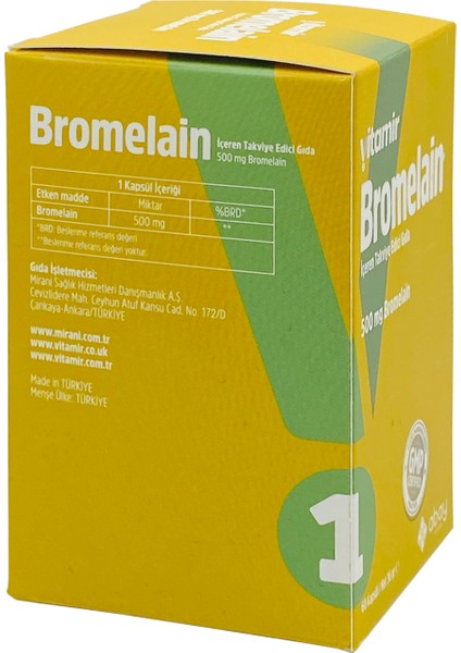 Abay Pharma Vitamir Bromelain İçeren Takviye Edici Gıda 60 Kapsül