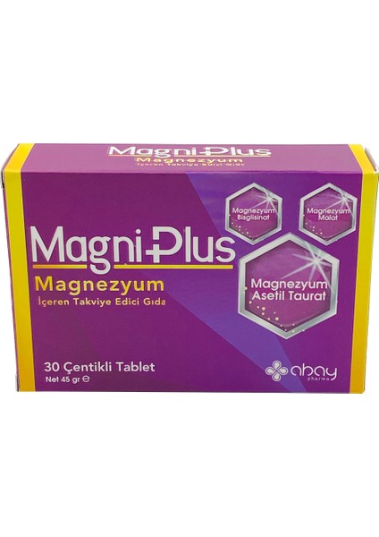 Abay Pharma Abay Magni Plus 30 Tablet Magnezyum İçeren Gıda Takviyesi