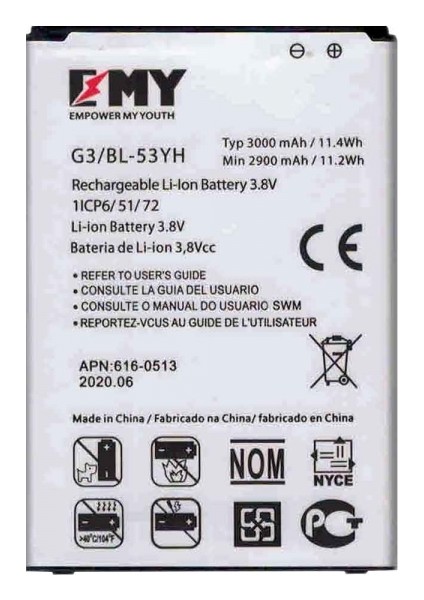 Lg G3 BL-53YH Uyumlu Emy Batarya