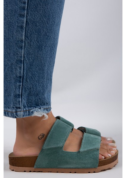 Vina Kadın Hakiki Deri Çift Cırtlı Mint Yeşili Terlik fiyatları