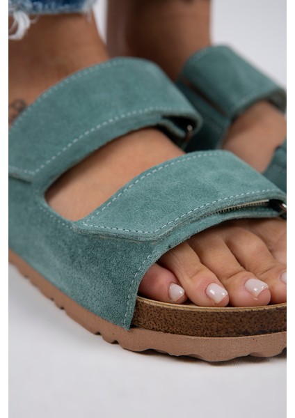 Vina Kadın Hakiki Deri Çift Cırtlı Mint Yeşili Terlik fırsatları