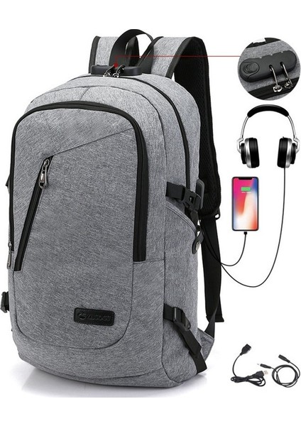 Jifen - Hb USB Şarjlı 30L Hırsızlığa Karşı Bilgisayar Sırt Çantası (Yurt Dışından)