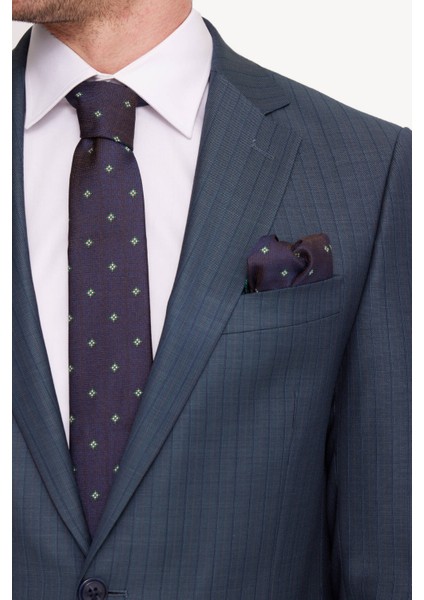 Erkek Yeşil Regular Fit Çizgili Takım Elbise fırsatları