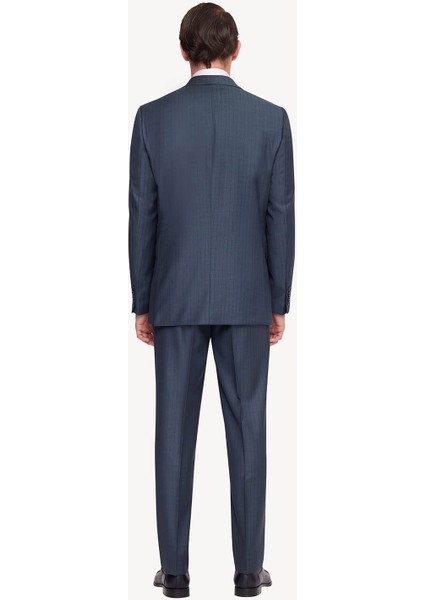 Erkek Yeşil Regular Fit Çizgili Takım Elbise indirimleri