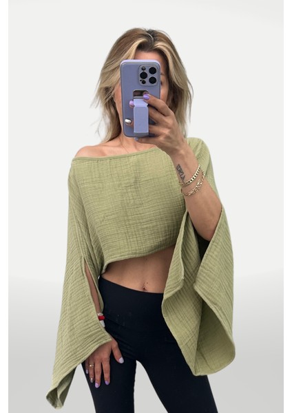 Kolları Yırtmaçlı Crop Top