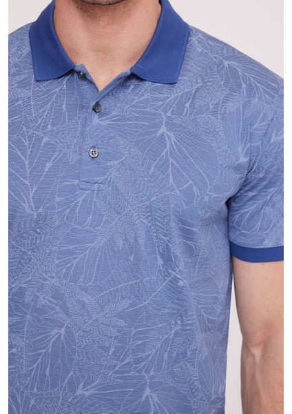 Erkek Mavi Polo Yaka Desenli T-Shirt fırsatları
