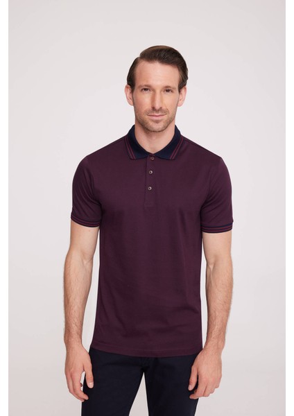 Erkek Bordo Polo Yaka Desenli TShirt