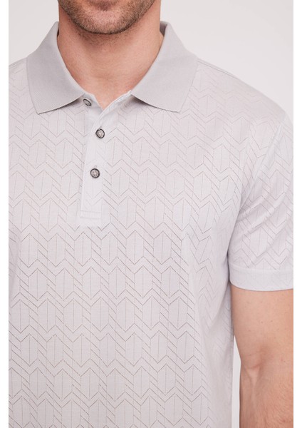 Erkek Ekru Polo Yaka Desenli T-Shirt modelleri