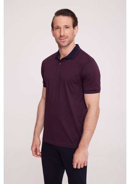 Erkek Bordo Polo Yaka Desenli TShirt modelleri