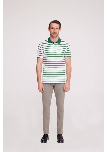 Erkek Yeşil Polo Yaka Çizgili TShirt fırsatları