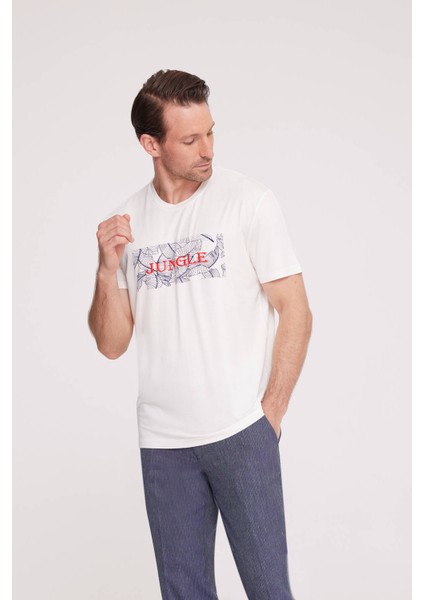 Erkek Kemik Bisiklet Yaka Desenli T-Shirt fiyatları