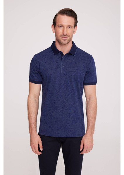Erkek Lacivert Polo Yaka Desenli TShirt modelleri