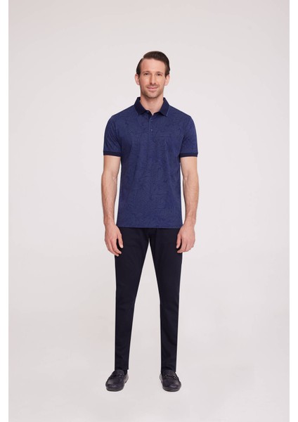 Erkek Lacivert Polo Yaka Desenli TShirt fırsatları