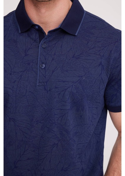 Erkek Lacivert Polo Yaka Desenli TShirt indirimleri