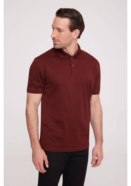Erkek Bordo Polo Yaka Desenli TShirt