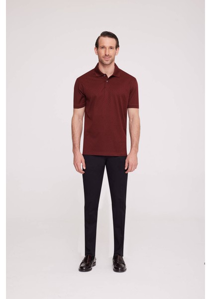 Erkek Bordo Polo Yaka Desenli TShirt modelleri