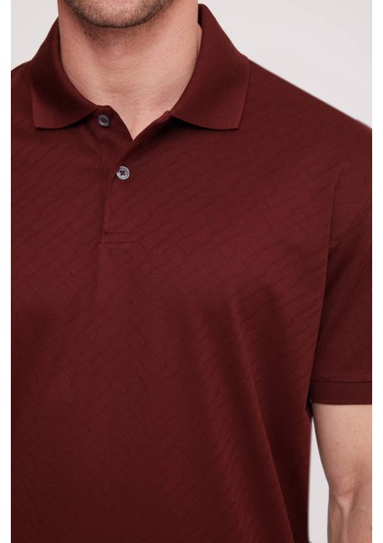 Erkek Bordo Polo Yaka Desenli TShirt fırsatları