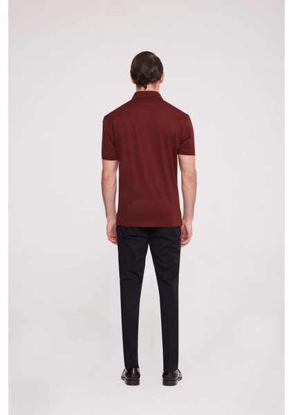 Erkek Bordo Polo Yaka Desenli TShirt indirimleri