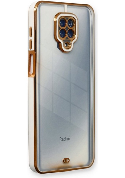 Xiaomi Redmi Note 9s Kılıf Kamera Lens Korumalı Kenarları Renkli Gold Arkası Şeffaf Silikon